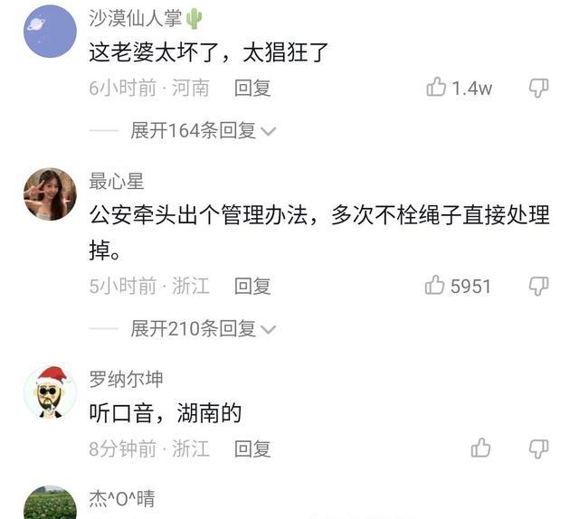 大妈遛狗不牵绳,咬伤路人拒不道歉还打人,叫嚣:大不了再罚500
