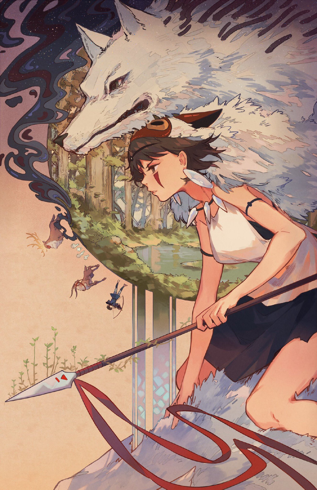 同人|风格浓郁的二次元美少女同人插画，人物就像水晶拼合似的美