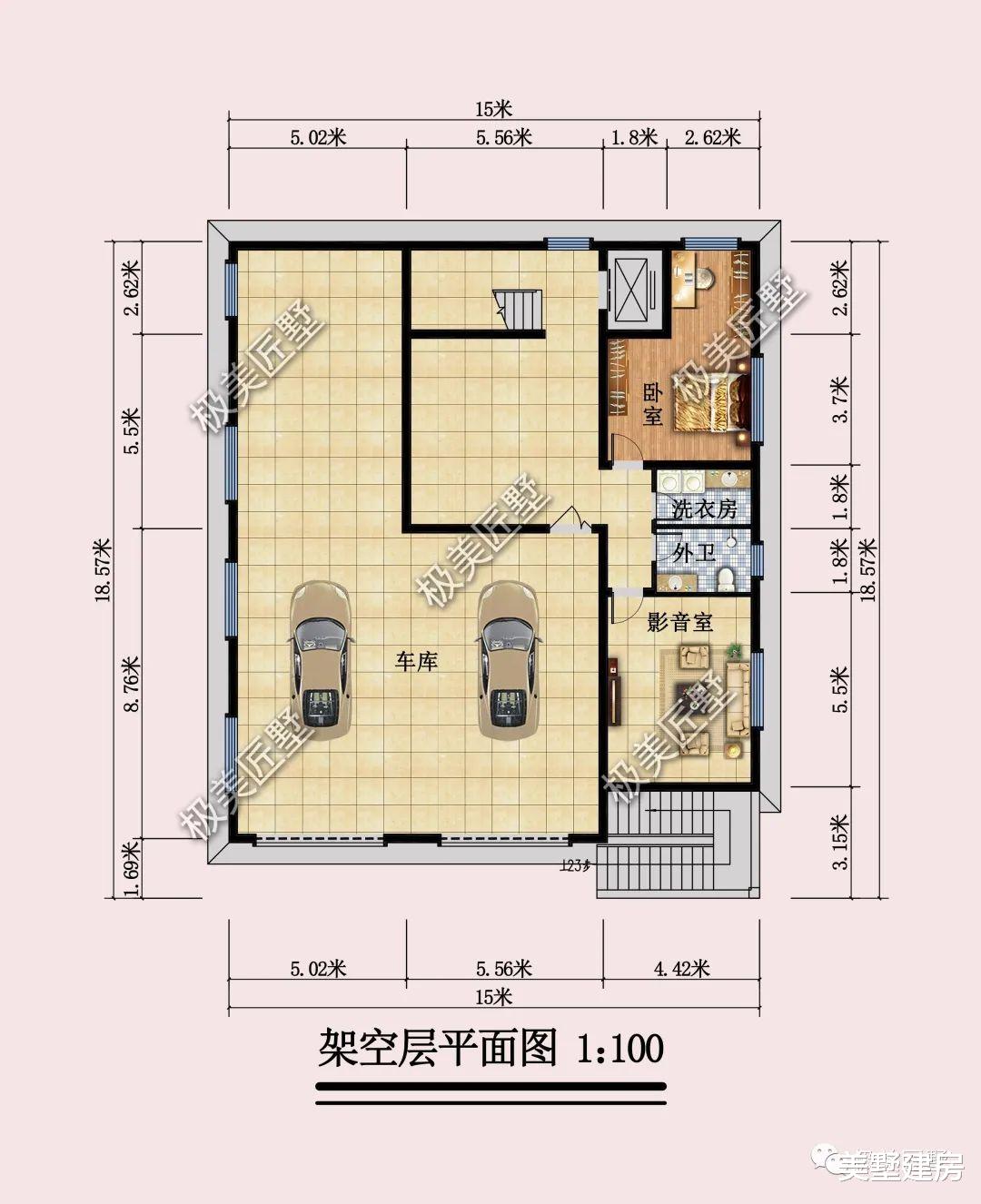 架空设计车库带护院,农村最理想的住宅设计!