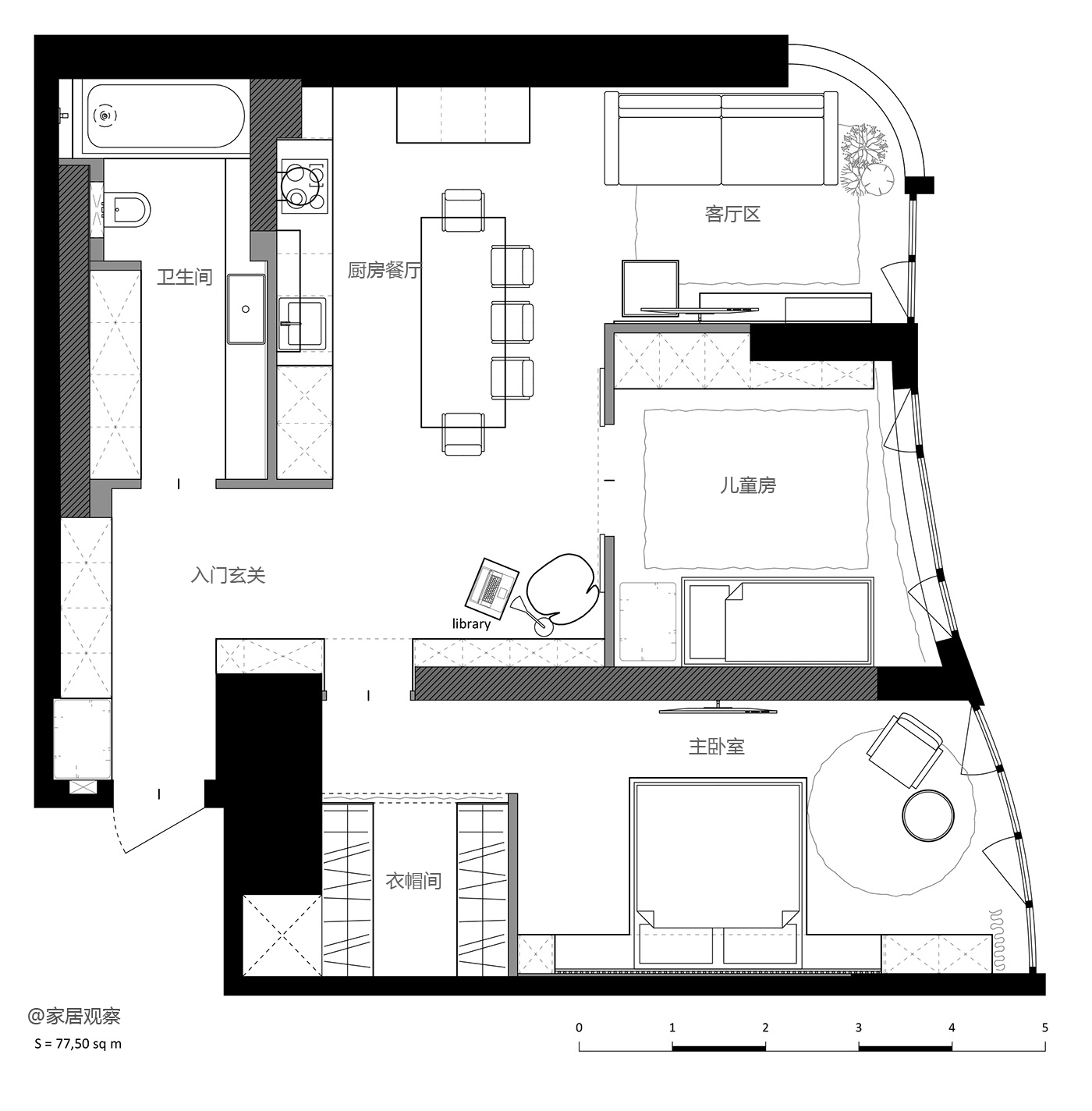 77平米的现代风二居室,装修设计超凡脱俗,温馨舒适