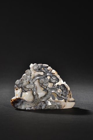 和田玉籽料|和田玉籽料松鹤延年人物摆件