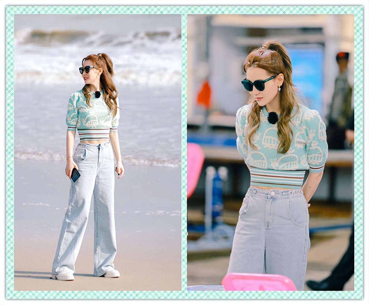 白冰|白冰身材好还懂穿搭,穿露腰的露脐装,还是找到了显瘦效果好的