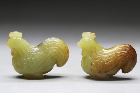 |回流 舊藏和田黄玉籽料“官上加官”一对、