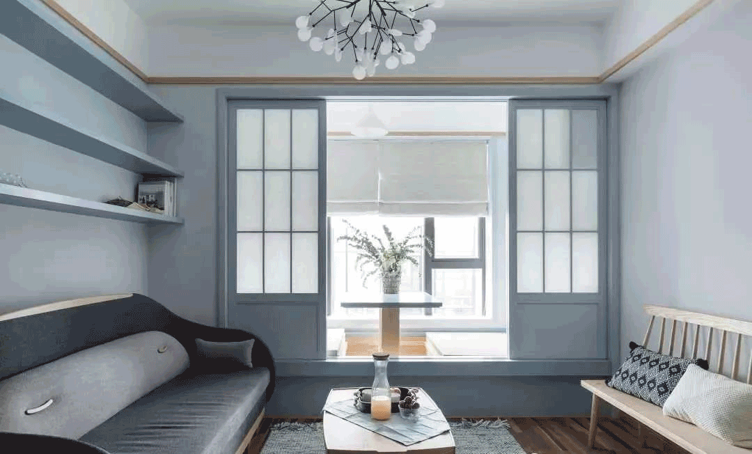 67㎡薄荷蓝小宅,阳台改榻榻米,卧室增加休闲区,设计太亮眼了!