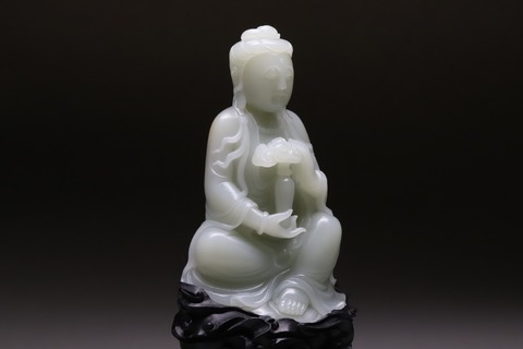 和田玉籽料|和田玉籽料“观音菩萨”座像