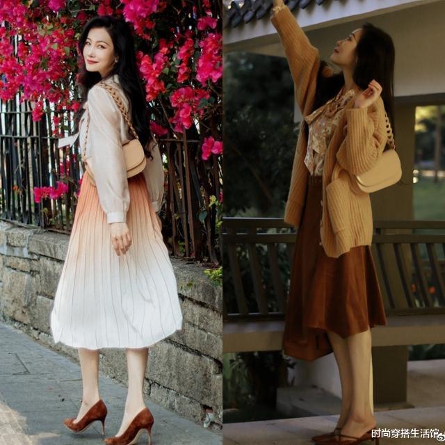 果然，穿衬衫还是最配“半身裙”，时髦保暖又显高，很适合小个子