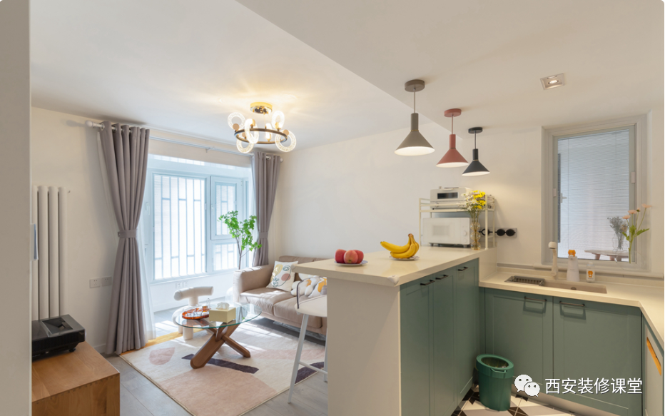 90㎡两室婚房,客卧互换成就开放厨房