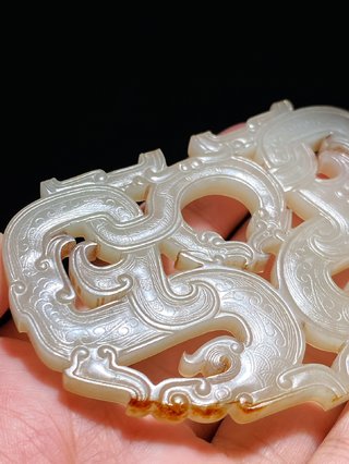 交易|战国 和田玉籽料 白玉 龙纹 楚式 玉珮