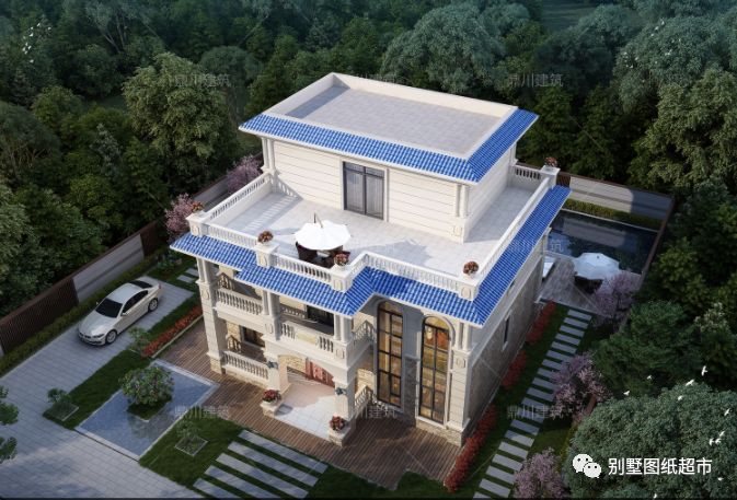 三层平屋顶别墅,12米×12米,挑空客厅设计,漂亮实用户型