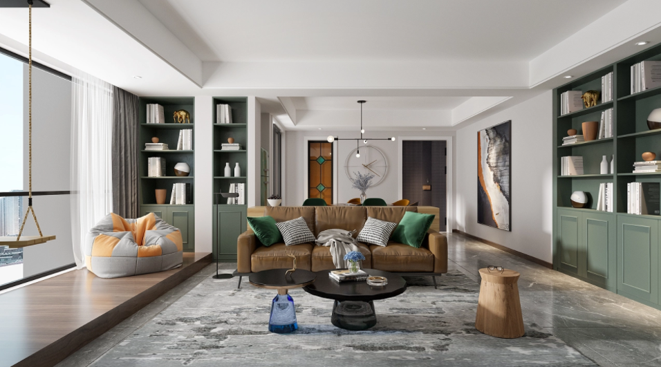 客厅有横梁,虽然不能砸,但这样装修设计,好看又显档次高。