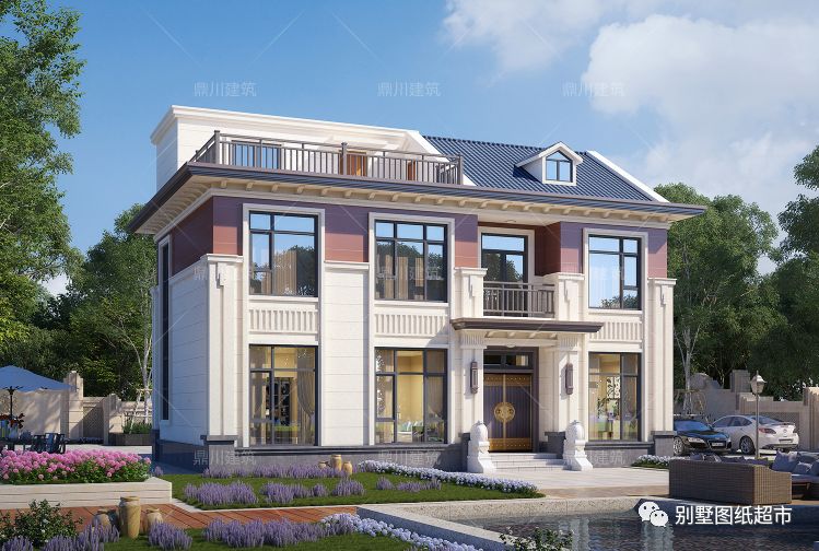 占地94平方米，二层半农村别墅，有阁楼带屋顶晒台设计