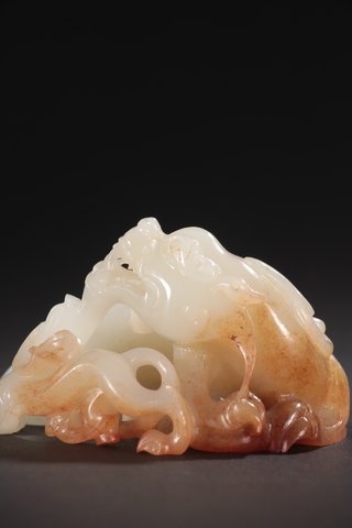 |清-和田玉“子母瑞兽”摆件