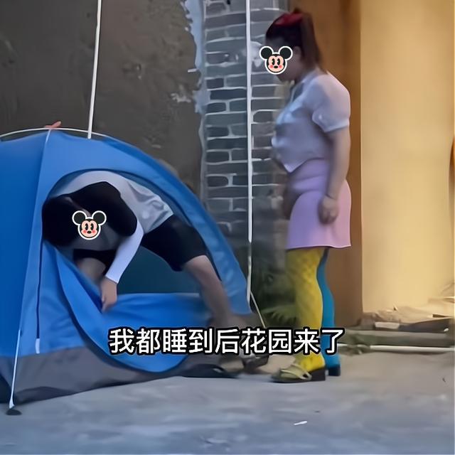 男子跑到后花园睡帐篷,妻子跑来劝他回房睡:听话,我给你零花钱