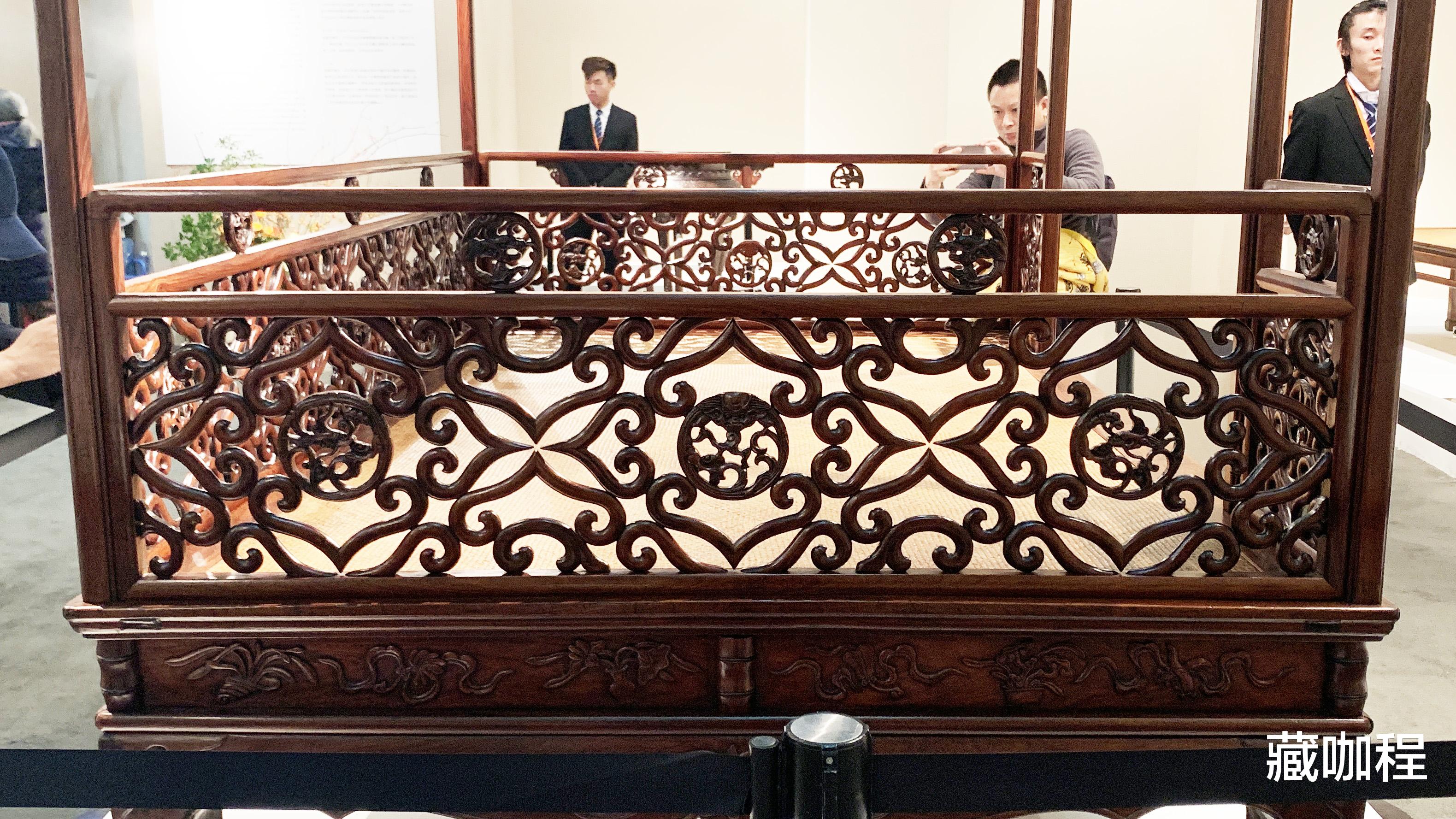 银元|高束腰满工雕刻,黄花梨架子床下盘美不胜收