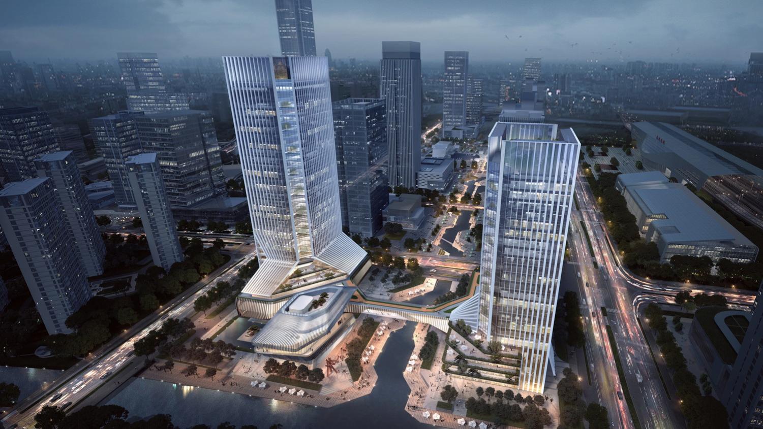「亮眼设计」苏州高铁新城双子塔商务办公楼效果图