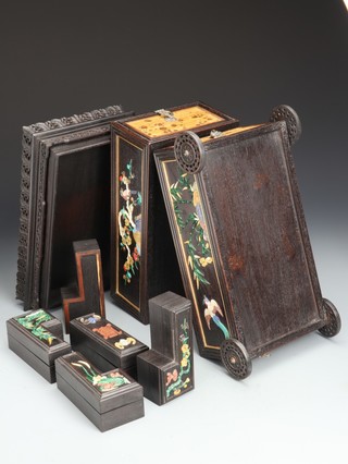 小叶紫檀|清代,小叶紫檀嵌百宝梅兰竹菊香车