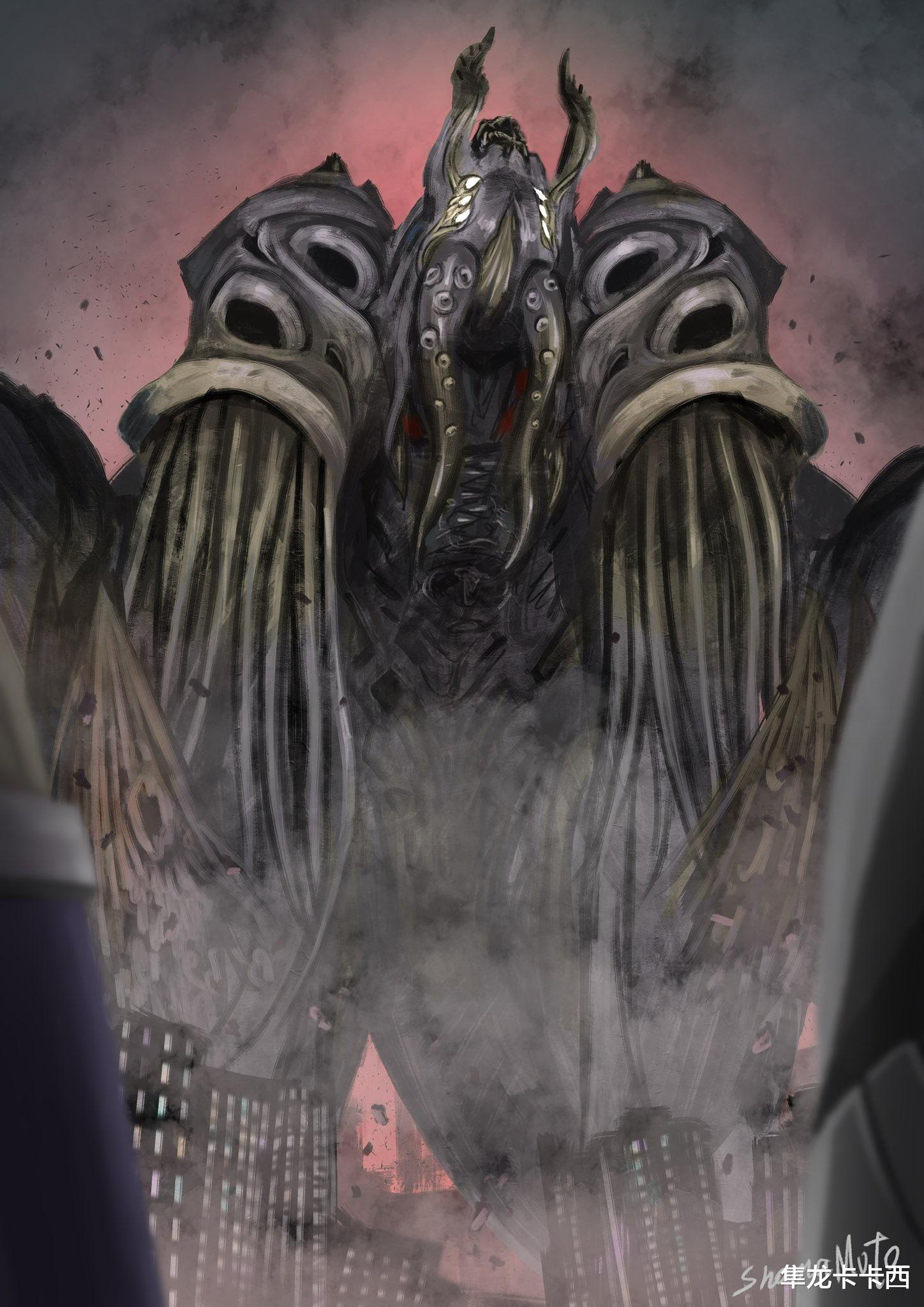 acgn漫评|特利迦最终BOSS梅加杰厄二形态设计稿 顶级压迫感 比原皮套大十倍