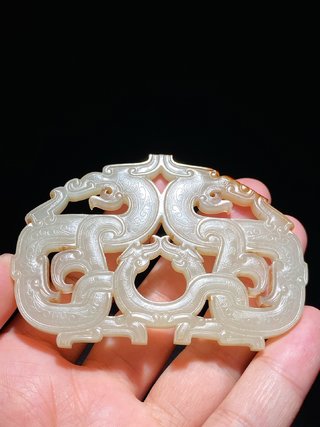 交易|战国 和田玉籽料 白玉 龙纹 楚式 玉珮