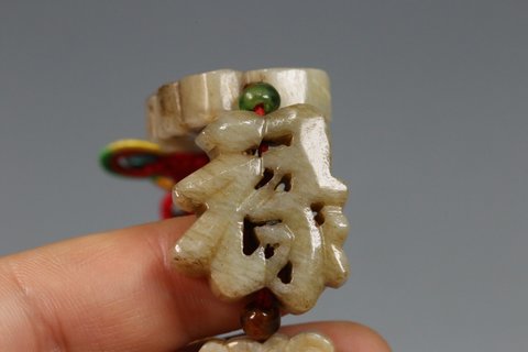 |旧藏,老和田玉福禄寿车挂