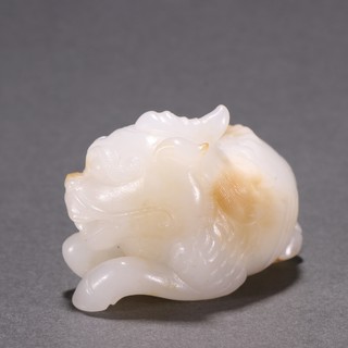 和田玉籽料|回流 和田玉籽料麒麟摆件