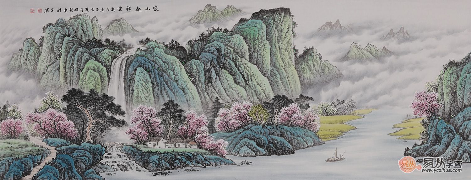 壁画装饰 书房挂画怎么选 山水画让室内充满书香气