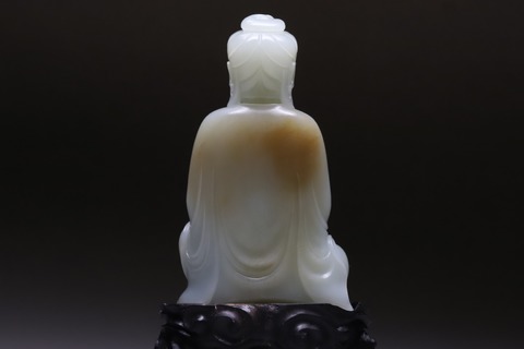 和田玉籽料|和田玉籽料“观音菩萨”座像