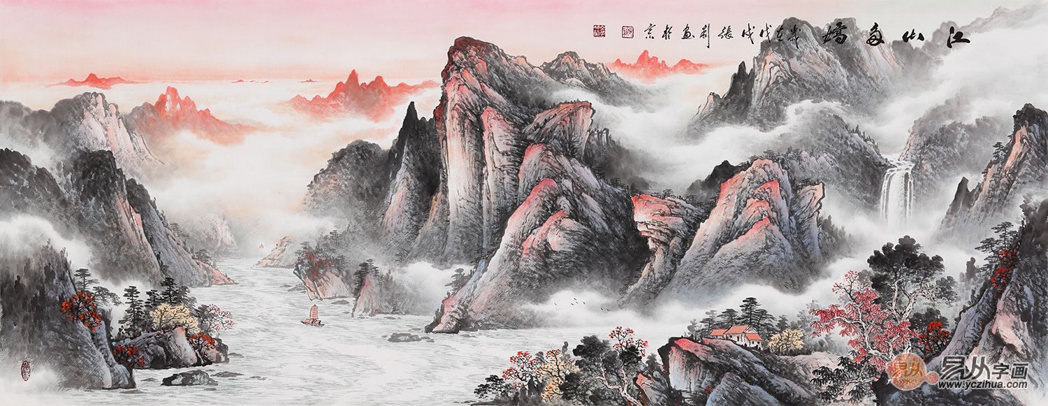 自由职业者|办公室挂山水画好吗？张利水墨山水画 大气上档次