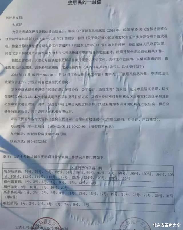 好消息！西城区大吉七号地块城市更新项目申请退租即将启动了