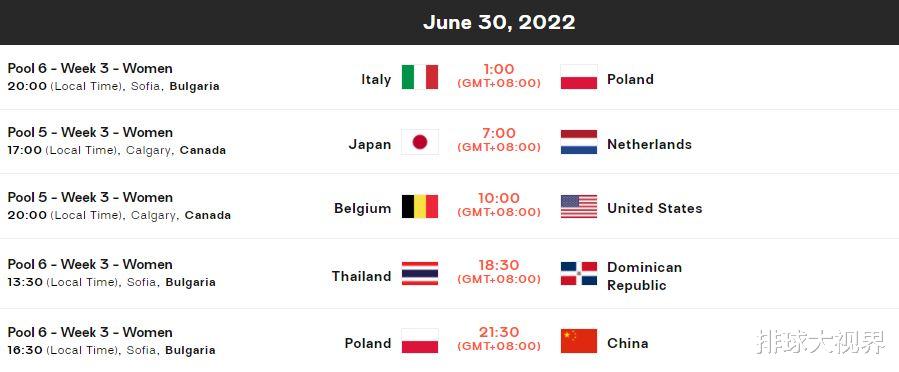 波兰队|世界女排联赛6月30日赛程安排，波兰赛程苦逼先打意大利再战中国