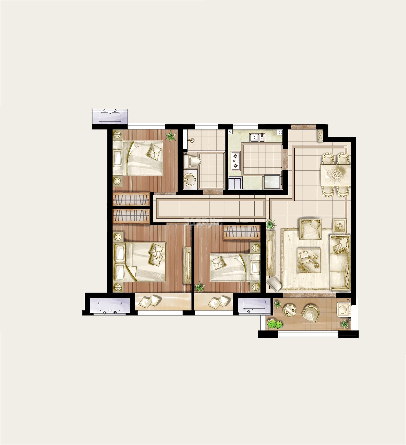 105平美式风三居室,看似漫不经心的软装细节点缀和谐整个家
