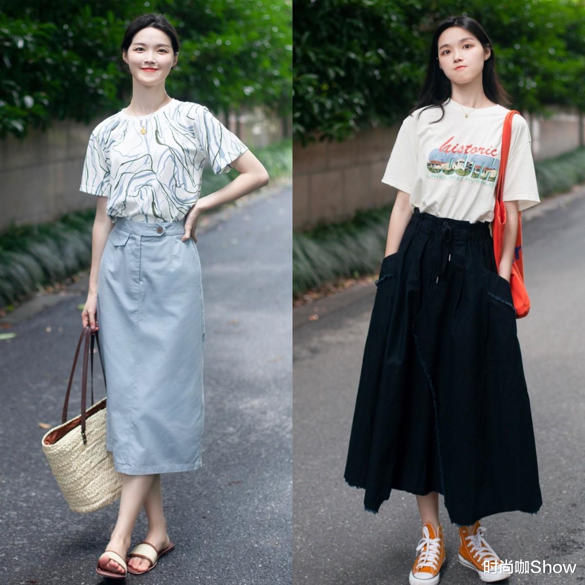 T恤+碎花裙,T恤+百褶裙,这才是今夏的流行穿法