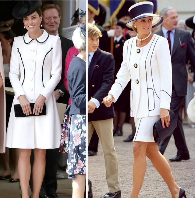 一字肩|凯特戛纳红毯造型，一字肩礼服裙致敬婆婆，同是黑裙白领口美不同