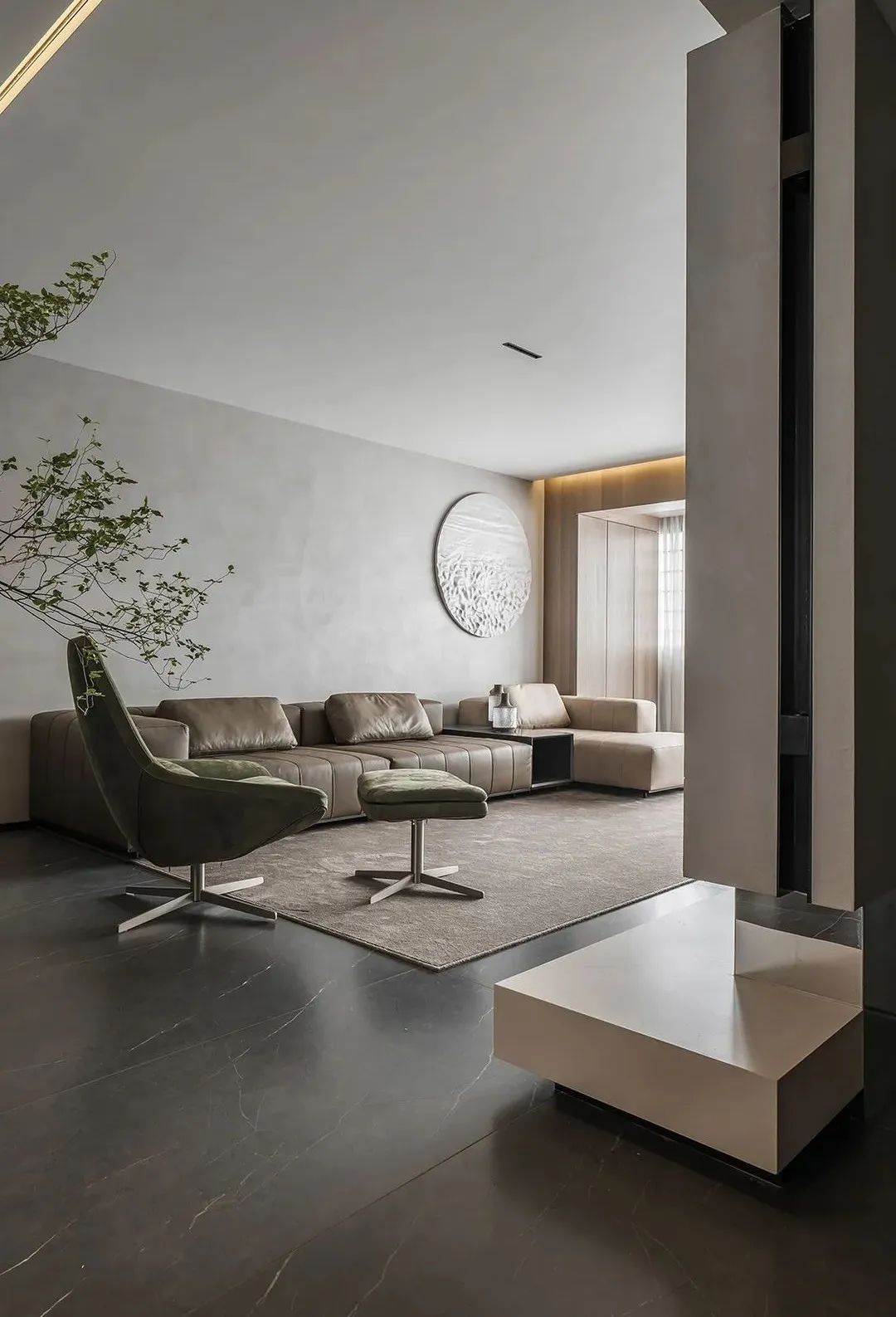 150㎡灰色极简主义,微水泥与木质的完美搭配!
