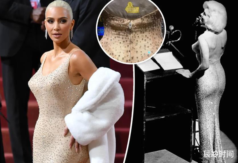 金·卡戴珊|梦露的礼服果然被卡戴珊撑坏了！布料扯坏、珠子脱落，被网友骂翻