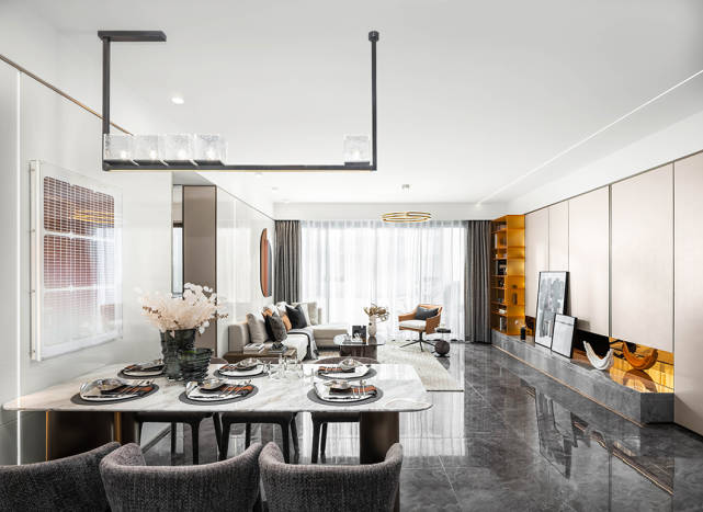 140平高级灰搭配黄色现代简约风,一见倾心的温暖优雅