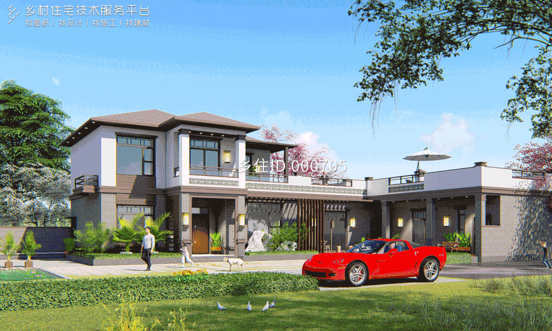 乡住平台免费图纸土建52万面宽32m进深18m广西玉林二层新中式别墅