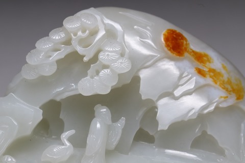 |和田玉籽料“枣红皮 指日高升”山子