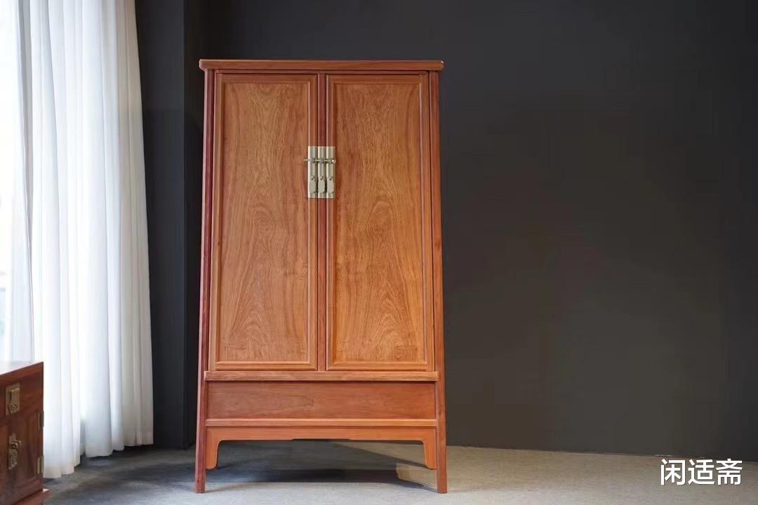 明式经典,缅甸花梨木家具,有柜膛圆角柜
