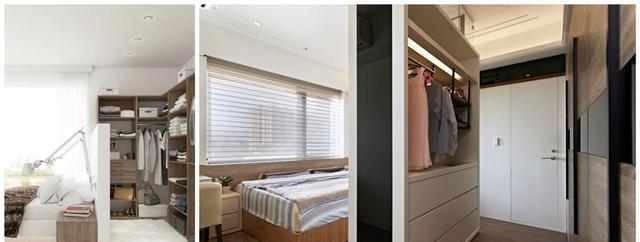 卧室小点，也能挤出一个不占地衣帽间：门侧墙塞柜子，多2储物