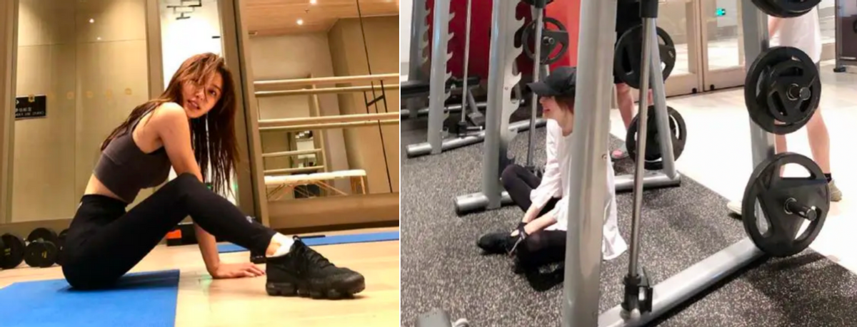 秦岚|秦岚穿吊带短裙走机场!不断扯胸口领子防走光,差点被行李箱绊倒