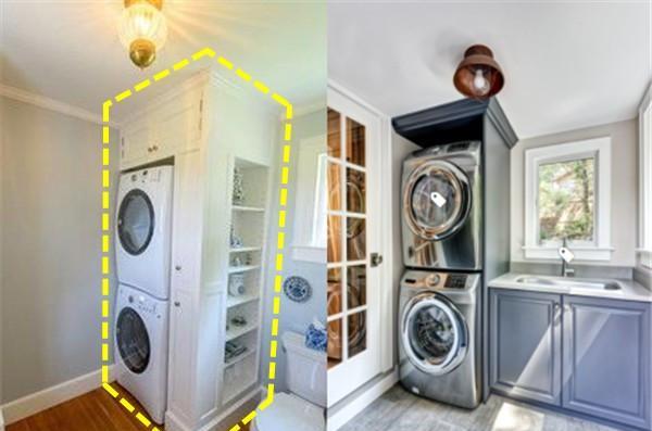 小卫生间,聪明人墙角挤出1,实现双面洗衣柜,照样成装修模板