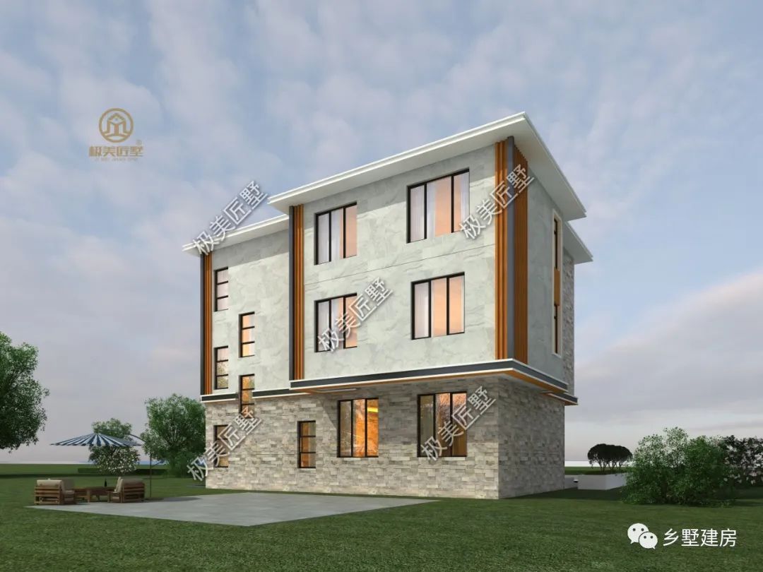 想建房但宅基地小?三层简约现代风,占地13.16X8米布局极佳