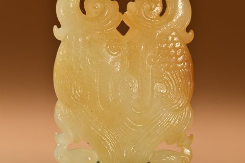 |晚清 和田玉双凤挂件