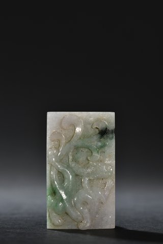 翡翠|清代  老翡翠螭龙牌