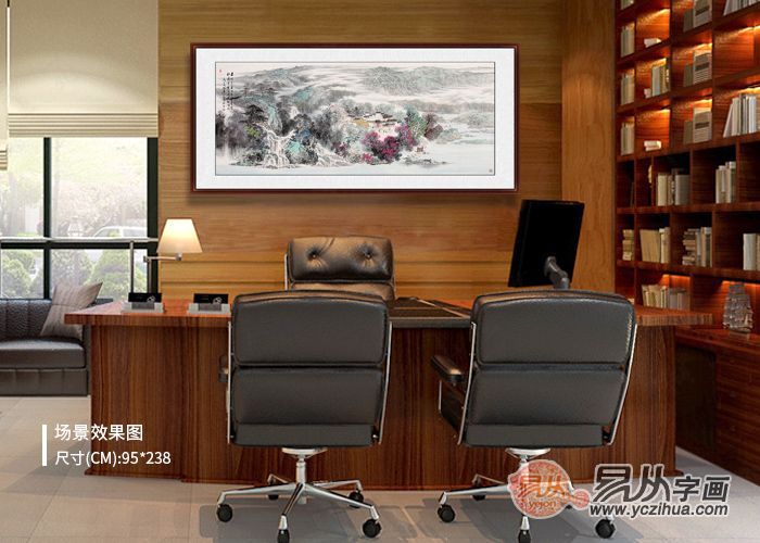 山水画|老板办公室挂什么好？诸明水墨山水画