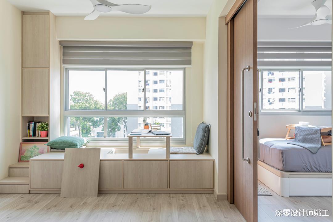 见到了最强装修,儿童房床抬高底下做收纳,休闲区,功能翻倍