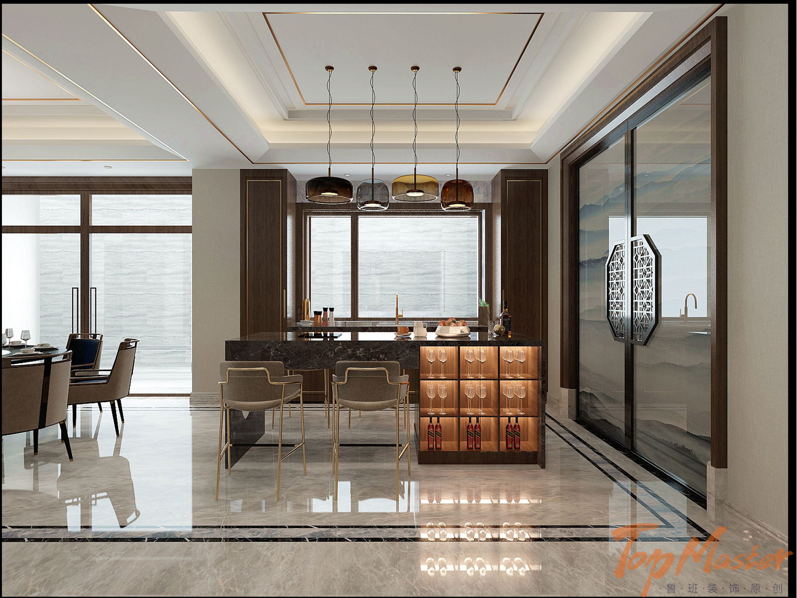 【鲁班装饰】云玺大宅600㎡新中式风格,皆是雅韵