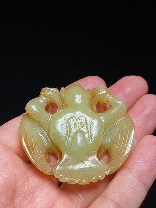 和田玉籽料|明 和田玉籽料 迦楼罗神鸟 大鹏金翅鸟 挂件