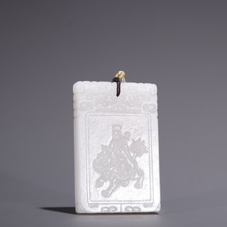 和田玉籽料|旧藏·和田玉籽料骑兽僧佛子冈牌