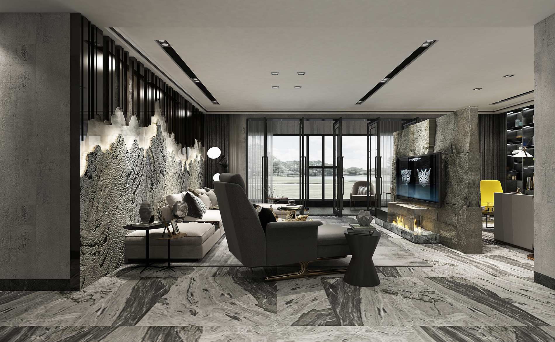 【鲁班装饰】清华海214m2工业风格金属狂潮